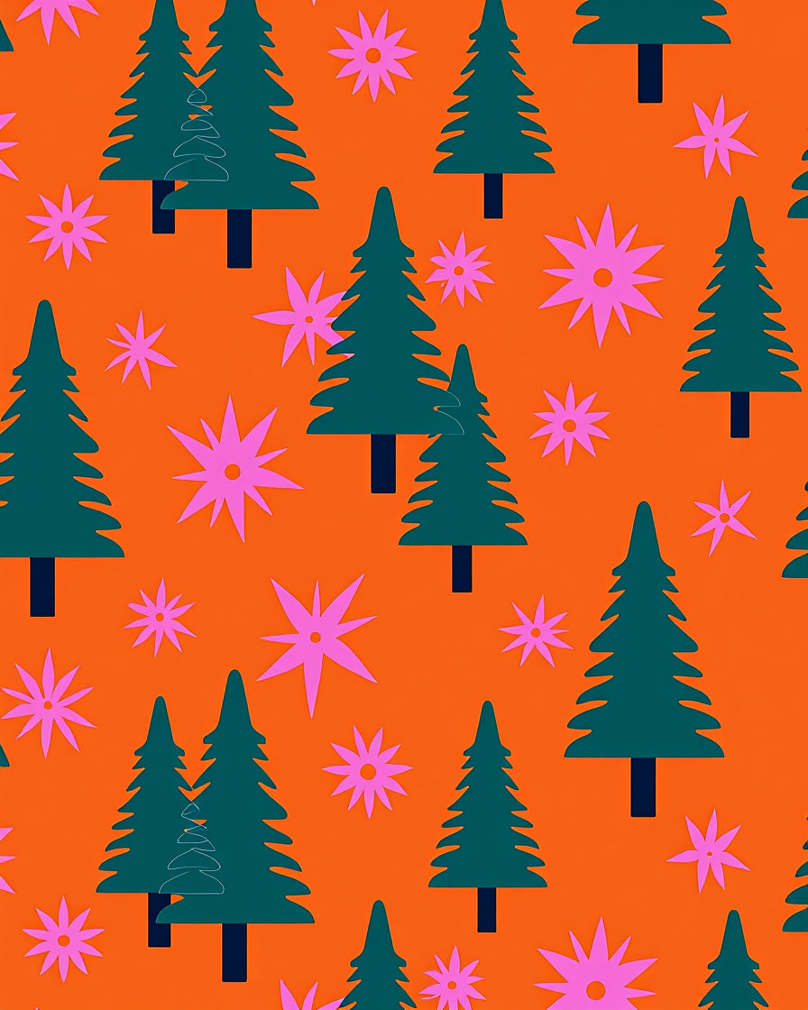 Teal Forest Pink Starburst Orange Rug