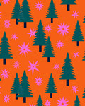 Teal Forest Pink Starburst Orange Rug