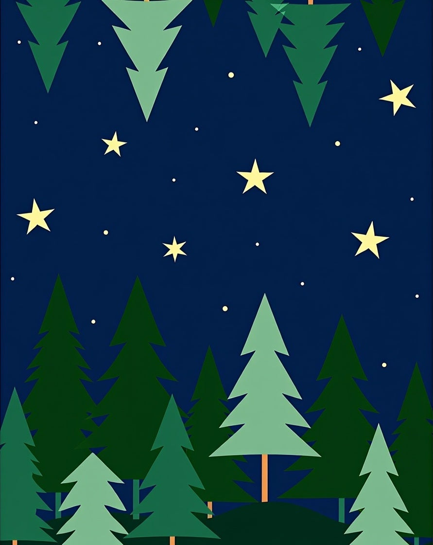 Midnight Forest Starry Night Trees Rug
