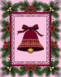 Crimson Bell With Festive Evergreen Wreath Rug