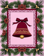 Crimson Bell With Festive Evergreen Wreath Rug