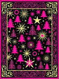 Hot Pink Trees Yellow Stars Border Rug