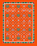 Vibrant Orange Folk Botanical Bird Rug