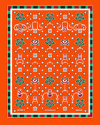 Vibrant Orange Folk Botanical Bird Rug