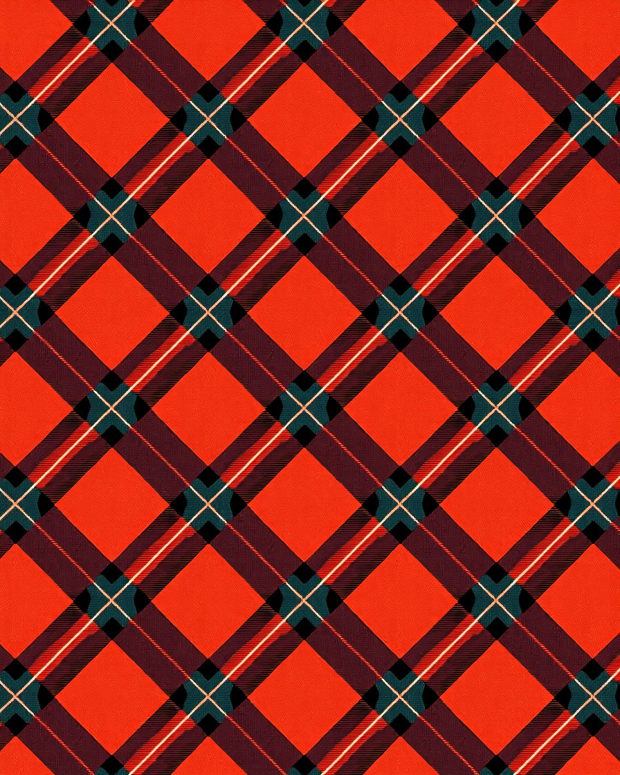 Classic Red Plaid Crossing Lines Rug