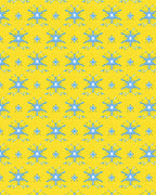 Bright Yellow Blue Starburst Medallion Rug