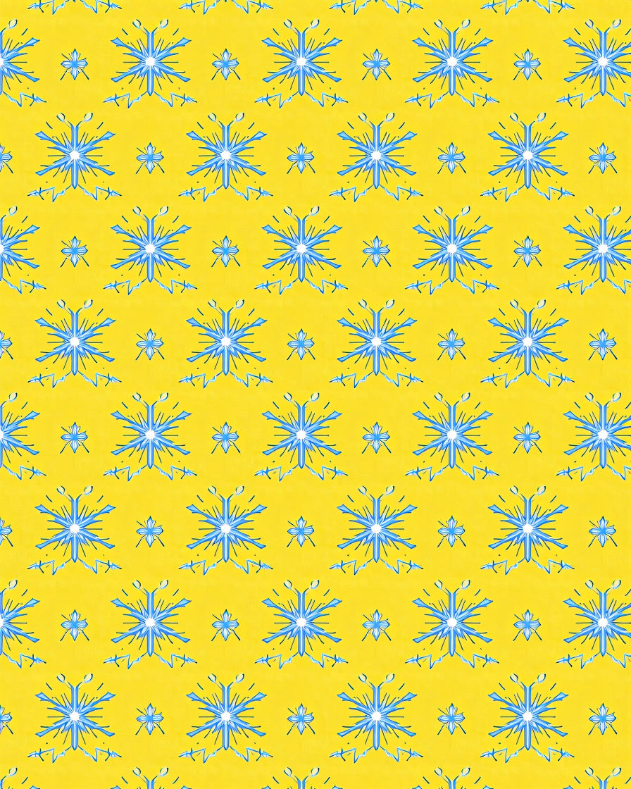 Bright Yellow Blue Starburst Medallion Rug