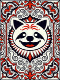 Joyful Raccoon Floral Crest Ivory Rug