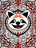 Joyful Raccoon Floral Crest Ivory Rug