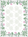 Green Pink Floral Vine Border Rug