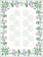 Green Pink Floral Vine Border Rug