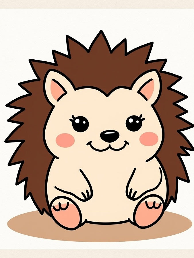 Cute Hedgehog Hugging Round Rug