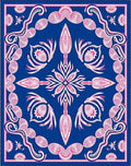 Electric Blue Pink Floral Medallion Rug
