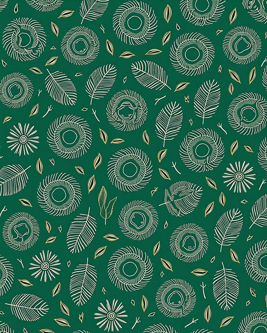 Emerald Green Feather Nests Floral Rug