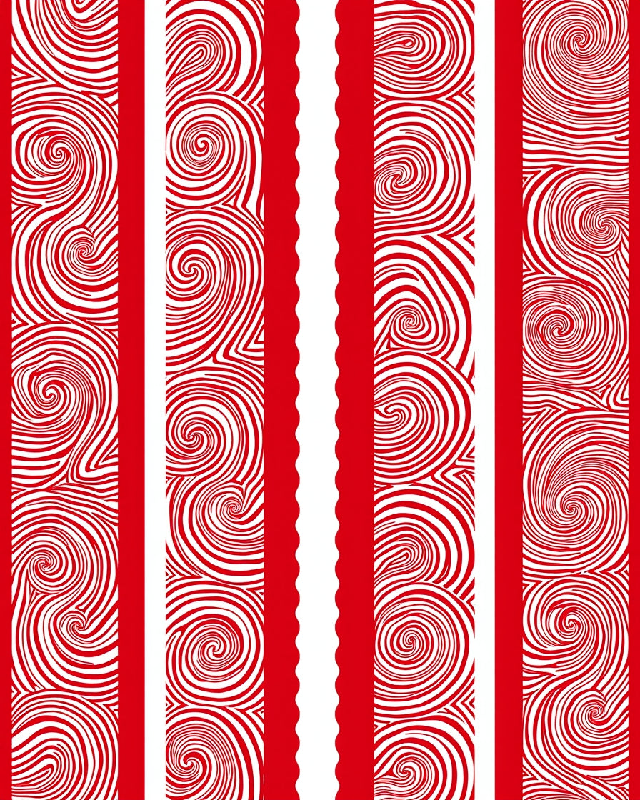Bold Red Swirl Stripes Rug