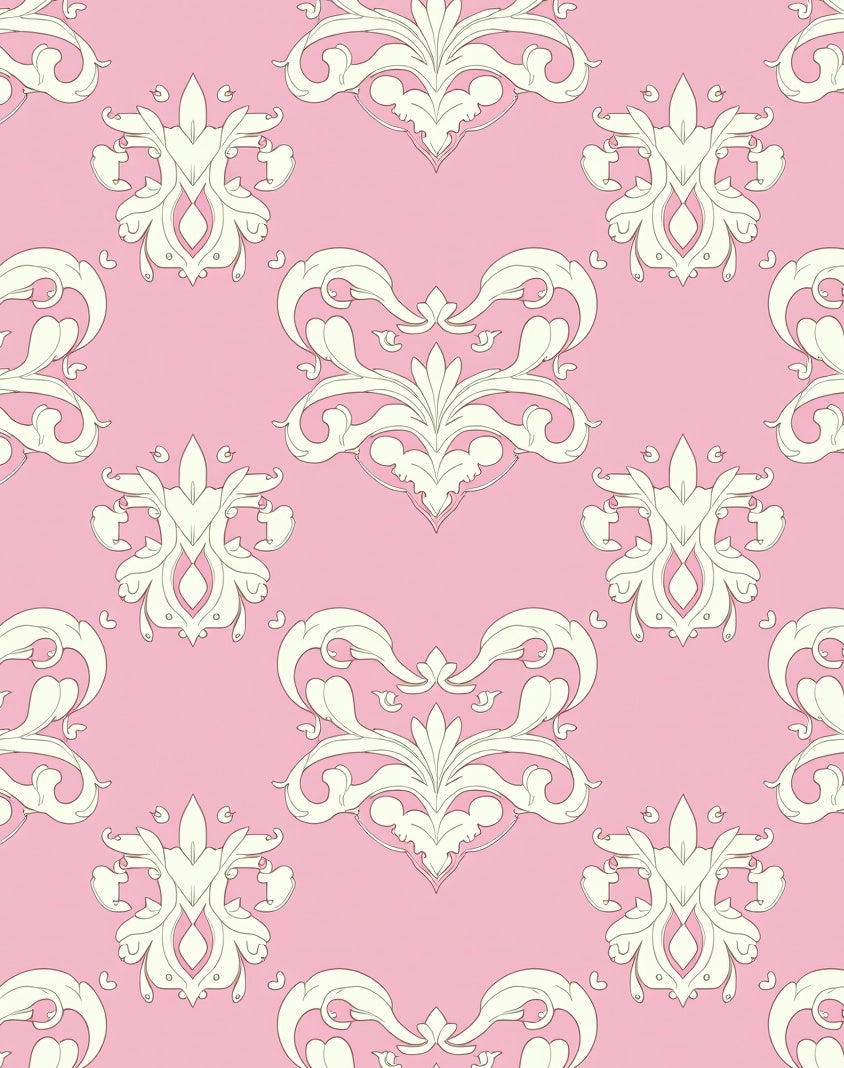 Victorian Pink Cream Swirl Medallion Rug