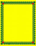 Bright Yellow Green Branch Botanical Border Rug