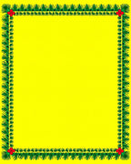 Bright Yellow Green Branch Botanical Border Rug
