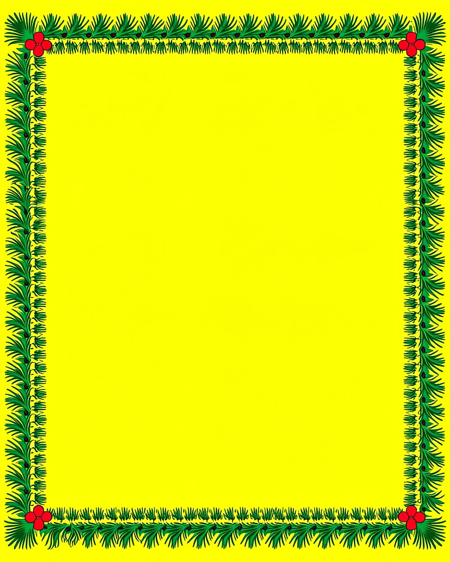 Bright Yellow Green Branch Botanical Border Rug
