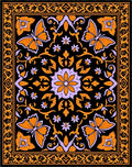 Orange Purple Butterfly Floral Medallion Rug