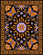 Orange Purple Butterfly Floral Medallion Rug