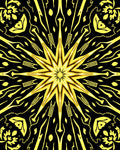 Golden Sunburst Kaleidoscope Rug