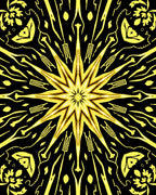 Golden Sunburst Kaleidoscope Rug