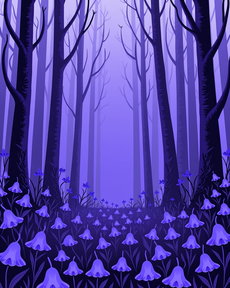 Enchanted Violet Forest Bell Flower Rug