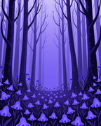 Enchanted Violet Forest Bell Flower Rug