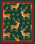 Gilded Deer Forest Plaid Border Rug