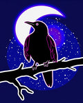 Moonlit Raven Perched on Branch Rug