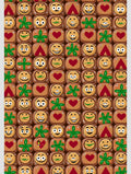 Playful Smiley Faces Red Hearts Green Flourishes Rug