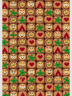 Playful Smiley Faces Red Hearts Green Flourishes Rug