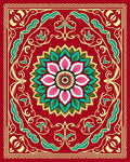 Crimson Bloom Centerpiece Border Rug