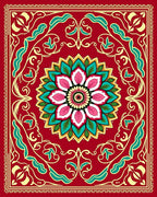 Crimson Bloom Centerpiece Border Rug
