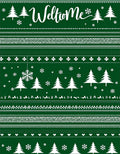 Green White Winter Tree Snowflake Rug
