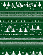 Green White Winter Tree Snowflake Rug
