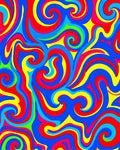 Retro Swirls Red Blue Yellow Green Rug