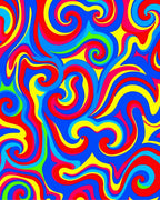 Retro Swirls Red Blue Yellow Green Rug