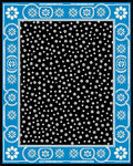 Blue White Floral Border Dots Rug