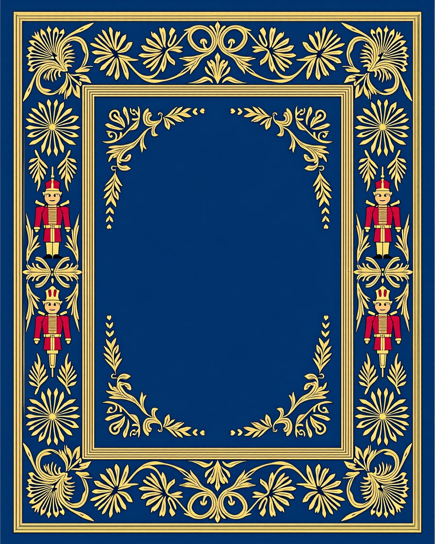 Regal Blue Gold Nutcracker Border Rug