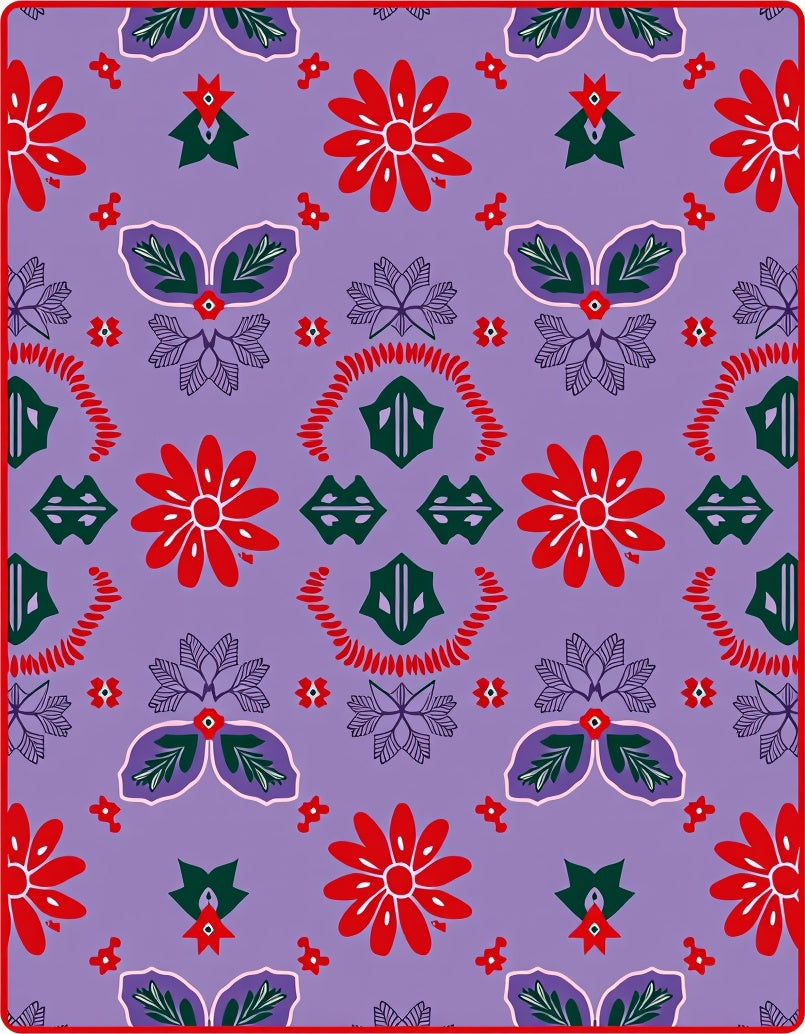 Retro Floral Mandala Lavender Rug