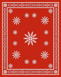 Bright Red Snowflake Medallion Border Rug