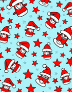Festive Red Santa Stars Sky Blue Rug