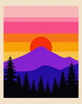 Vivid Sunset Mountain Pine Forest Rug