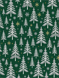 Festive Evergreen Trees Golden Snowflakes Rug