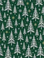 Festive Evergreen Trees Golden Snowflakes Rug