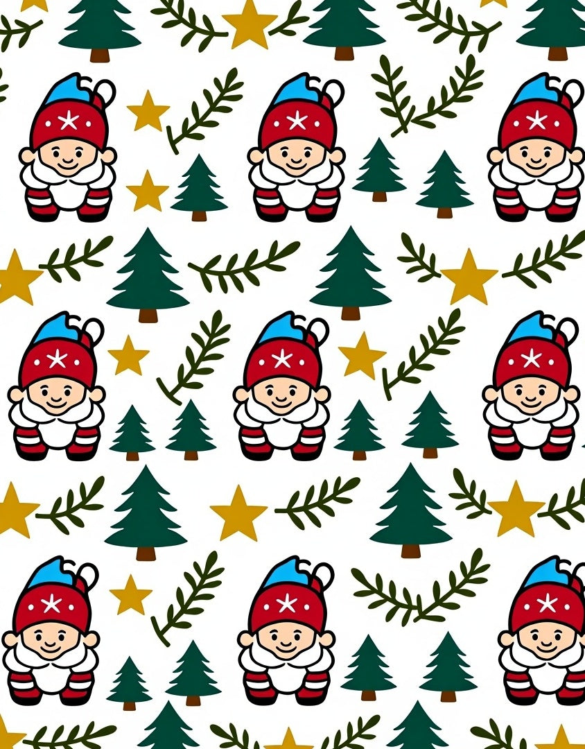 Christmas Gnome Green Tree Gold Star Rug