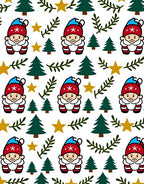 Christmas Gnome Green Tree Gold Star Rug