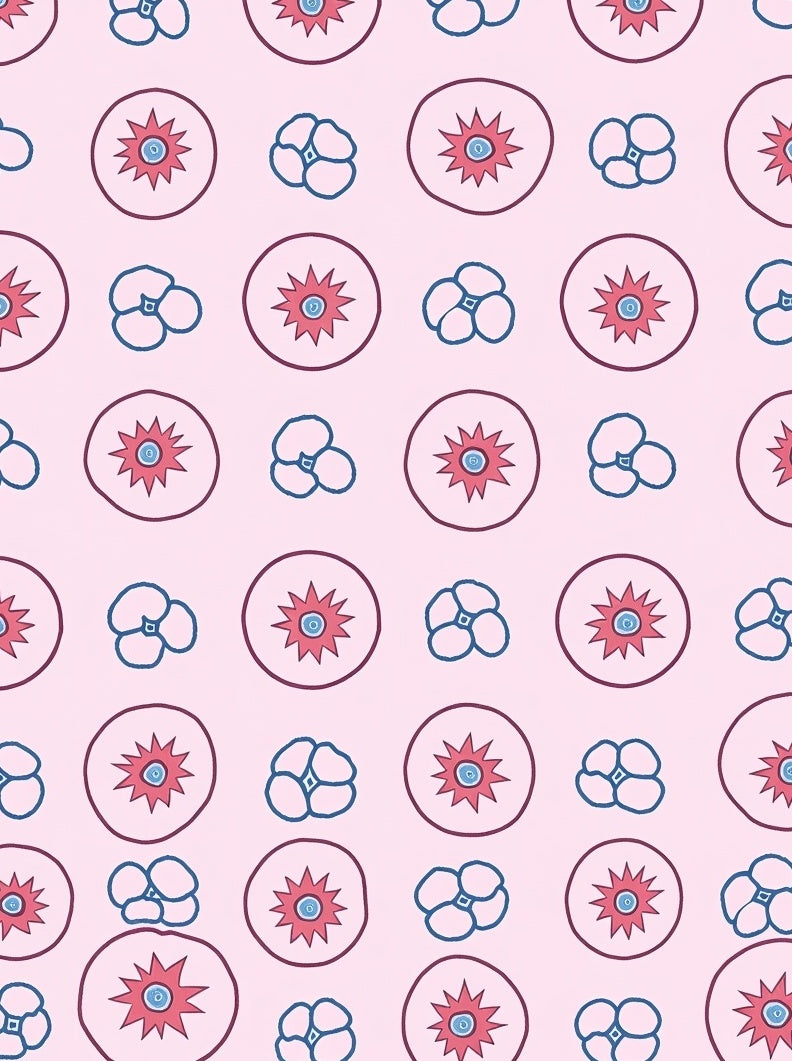 Pink Cherry Blossom Folk Art Rug